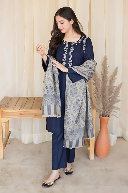 AISLING-3PC DHANAK EMBROIDERED SUIT GUL47