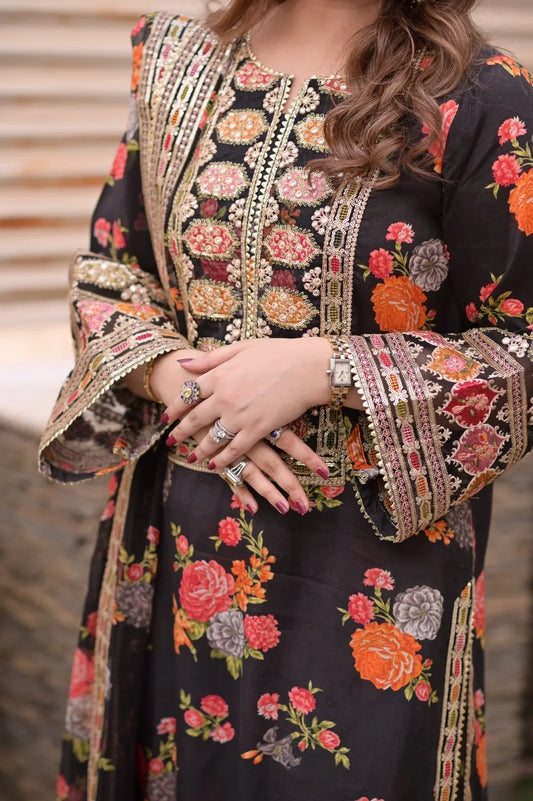 ANEELAS-SHAMOZ 3PC SOFT DIGITAL PRINTED SUIT GUL28