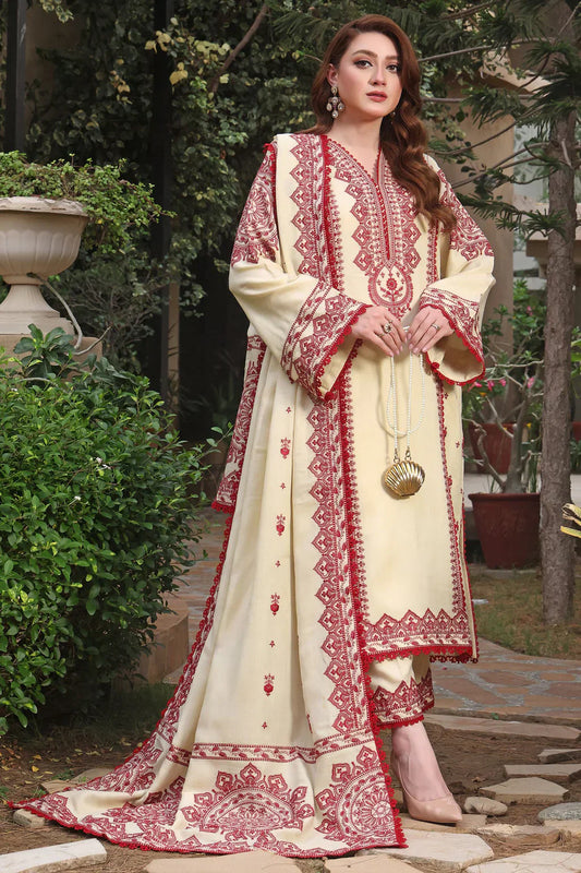 ASIM JOFA-3PC DHANAK EMBROIDERED SUIT GUL07