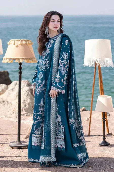 QALAMQAR-3PC DHANAK HEAVY EMBROIDERED SUIT GUL50