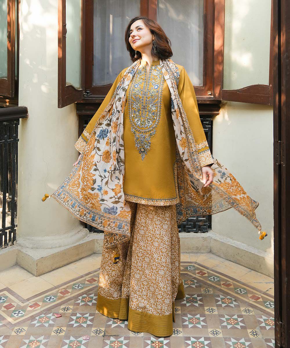 LAAM-3PC DHANAK HEAVY EMBROIDERED SUIT GUL14