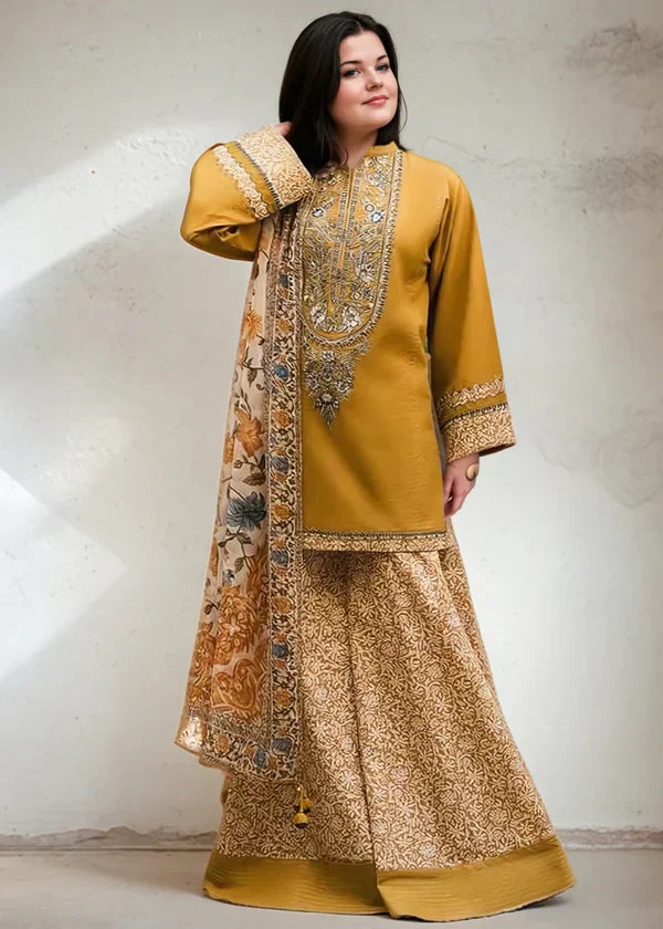 LAAM-3PC DHANAK HEAVY EMBROIDERED SUIT GUL14