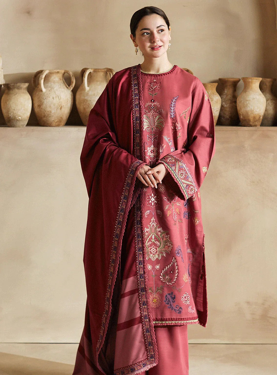 ZARA SHAHJAHAN-3PC DHANAK HEAVY EMBROIDERED SUIT GUL15