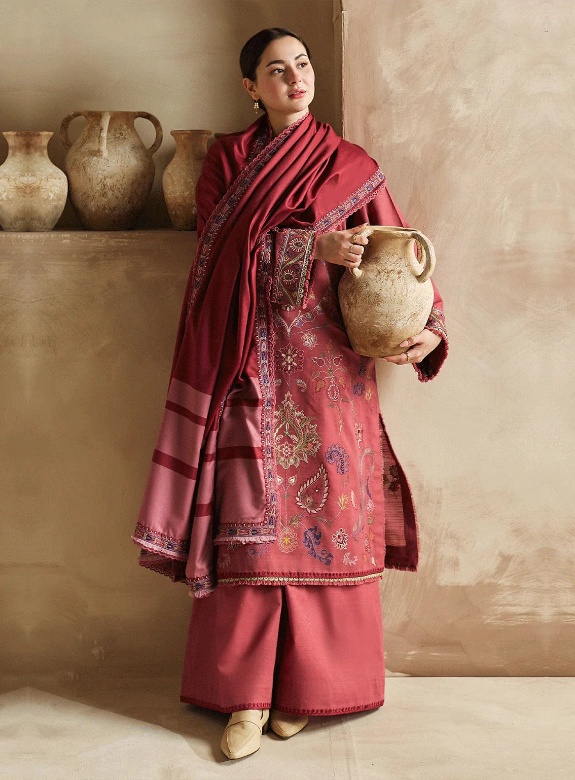 ZARA SHAHJAHAN-3PC DHANAK HEAVY EMBROIDERED SUIT GUL15