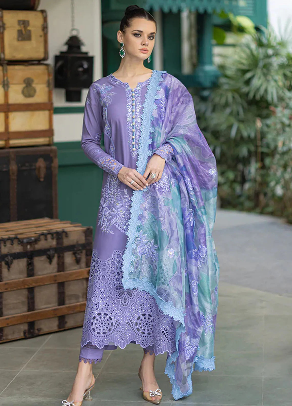 MOHAGNI-3PC DHANAK EMBROIDERED SUIT GUL22