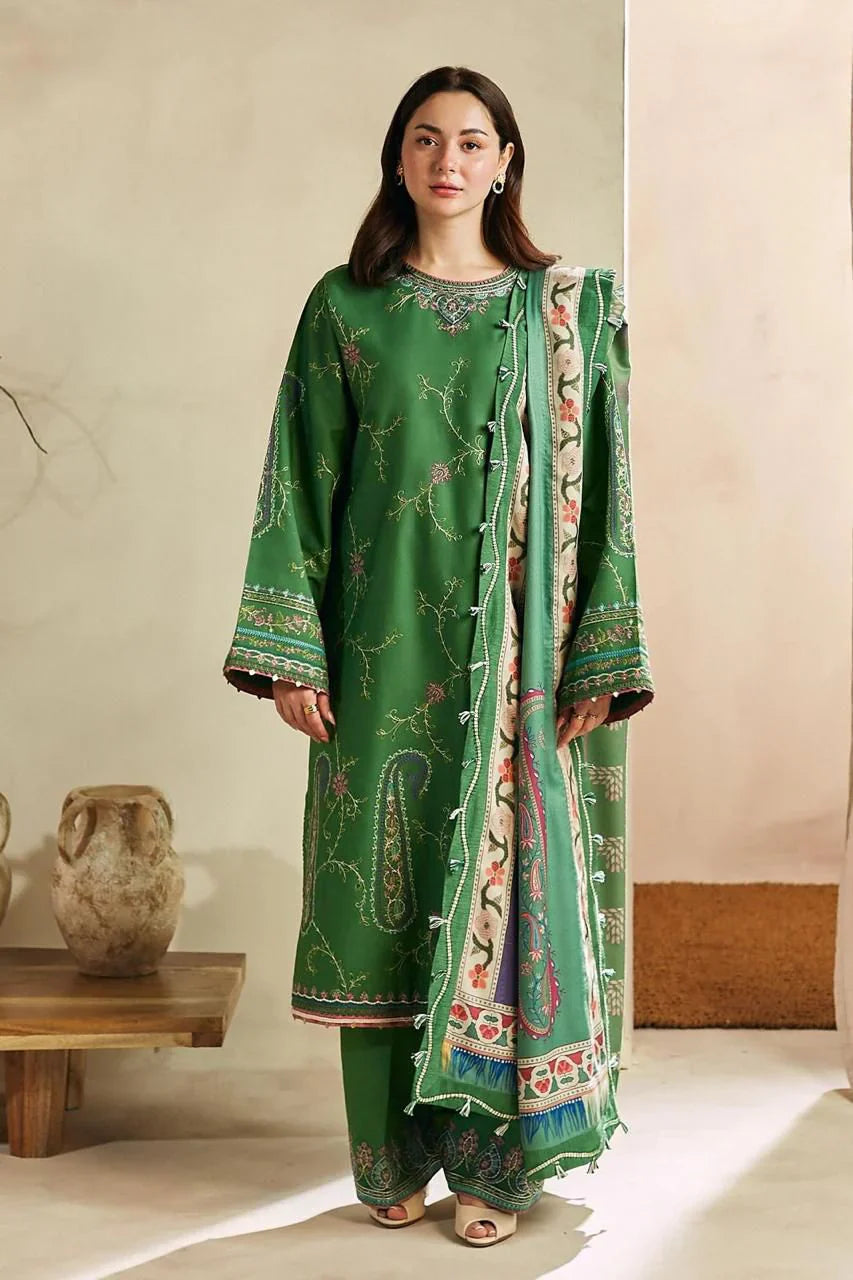 ZARA SHAHJAHAN-3PC DHANAK EMBROIDERED SUIT-GUL41
