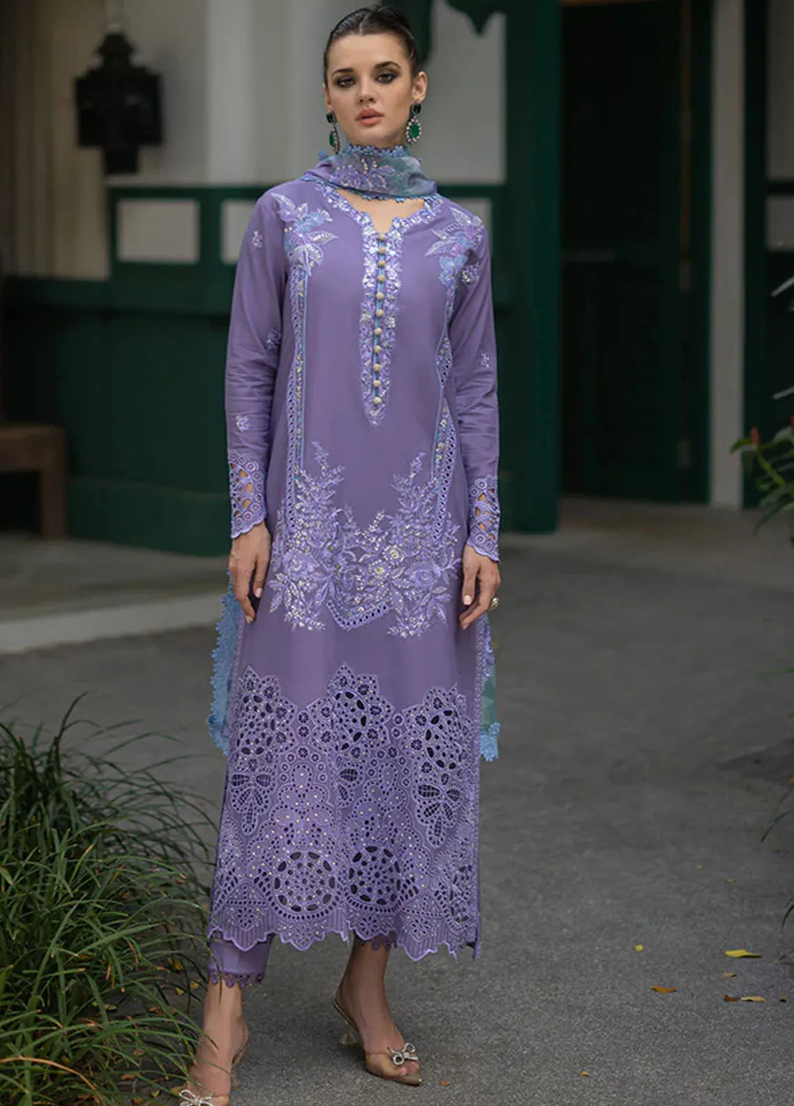 MOHAGNI-3PC DHANAK EMBROIDERED SUIT GUL22