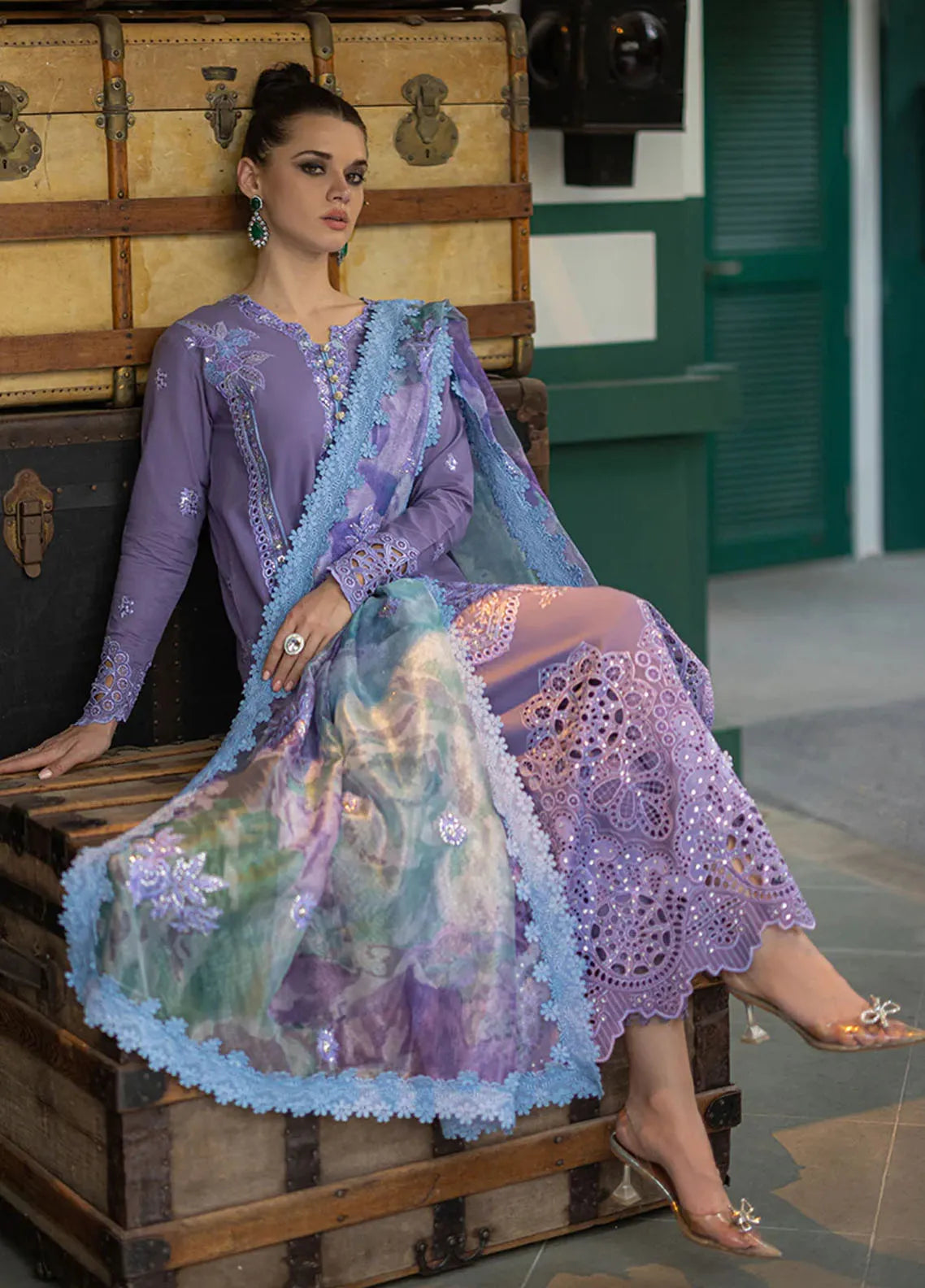 MOHAGNI-3PC DHANAK EMBROIDERED SUIT GUL22