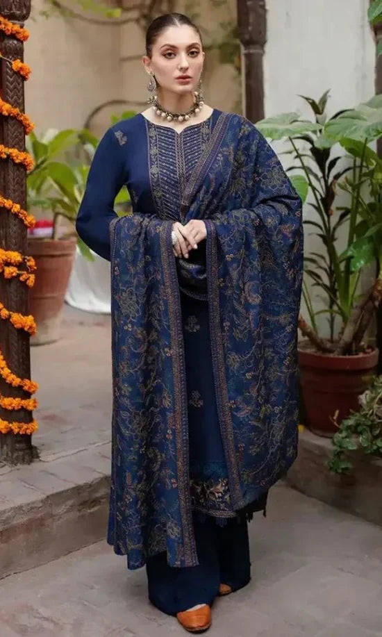 BAREEZE-3PC DHANAK EMBROIDERED SUIT GUL23