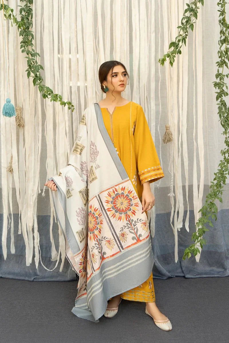URGE-3PC DHANAK EMBROIDERED SUIT GUL43