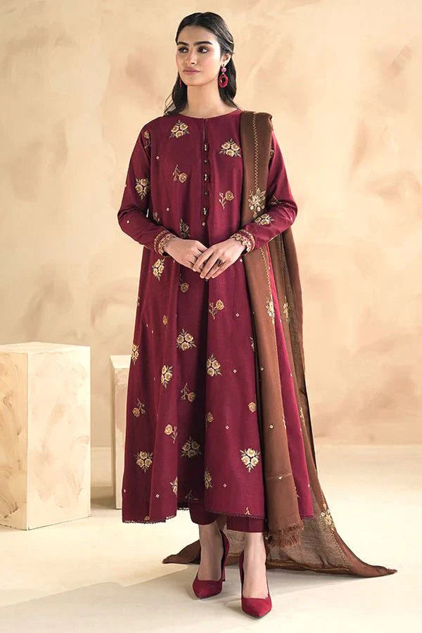 KAYSRIYA-3PC DHANAK EMBROIDERED SUIT-GUL44