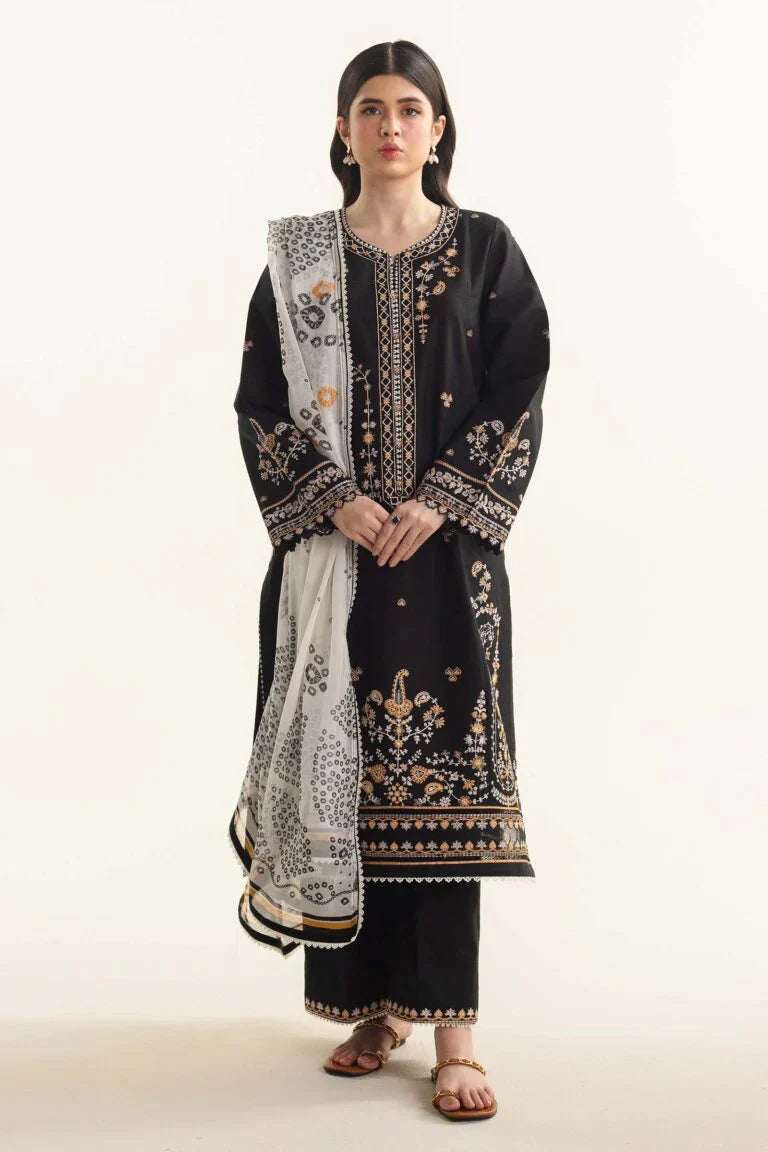 ZARASHAJAN-3PC DHANAK EMBROIDERED SUIT GUL