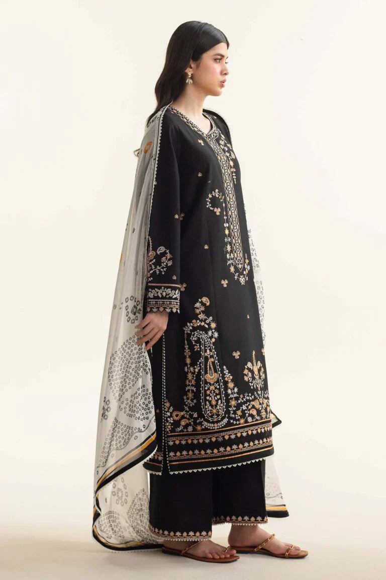 ZARASHAJAN-3PC DHANAK EMBROIDERED SUIT GUL