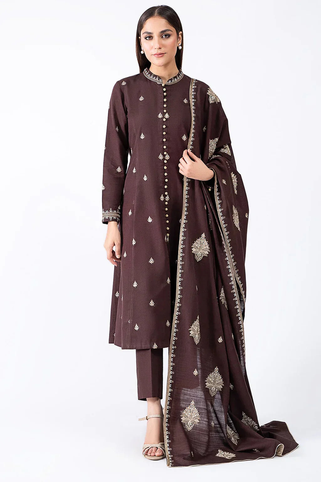 KAYSERIA-3PC DHANAK EMBROIDERED GUL51