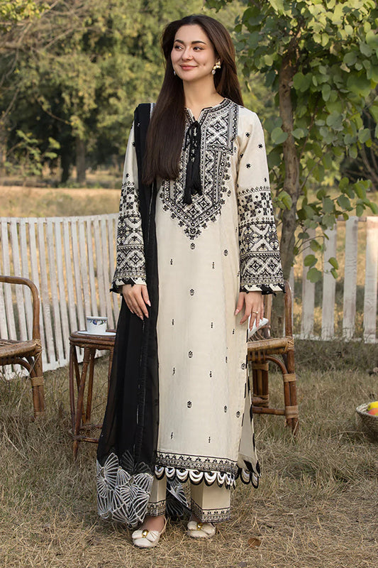 ALLYS-3PC DHANAK EMBROIDERED SUIT GUL08
