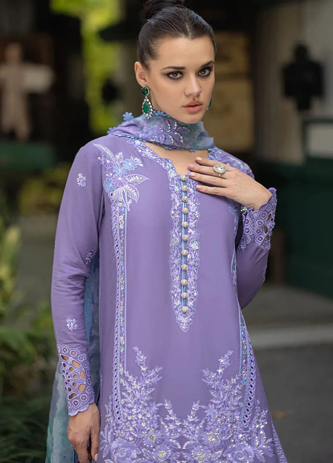 MOHAGNI-3PC DHANAK EMBROIDERED SUIT GUL52