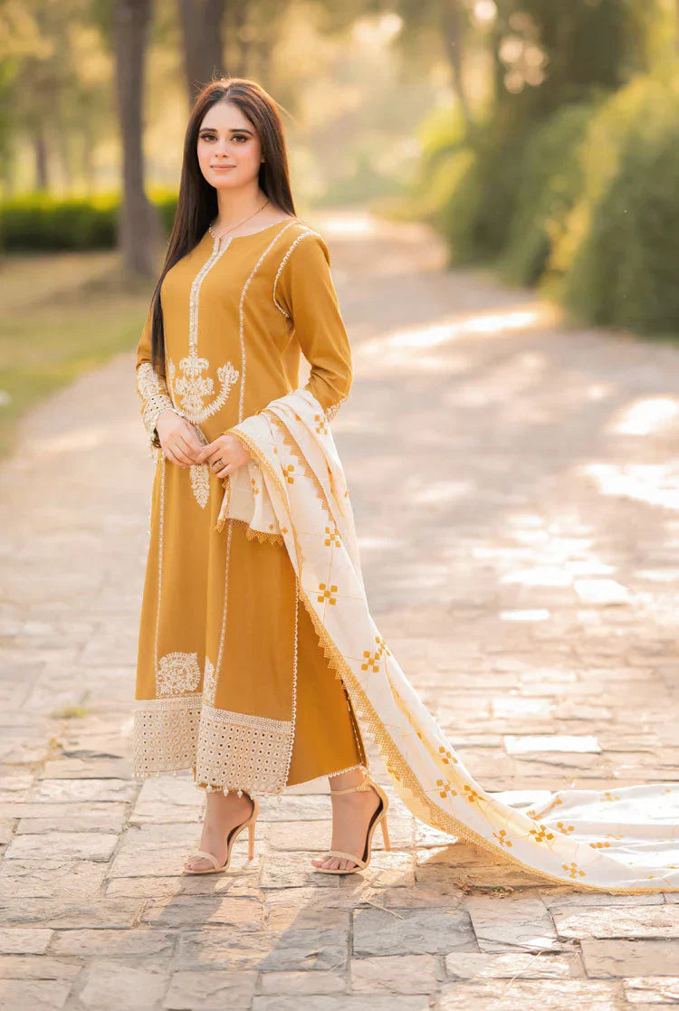 LIBASS-3PC DHANAK EMBROIDERED SUIT GUL26