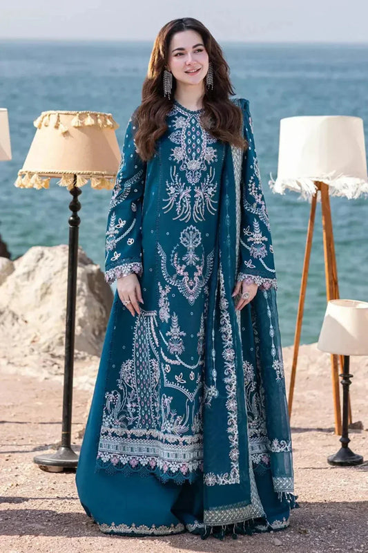 QALAMQAR-3PC DHANAK HEAVY EMBROIDERED SUIT GUL26