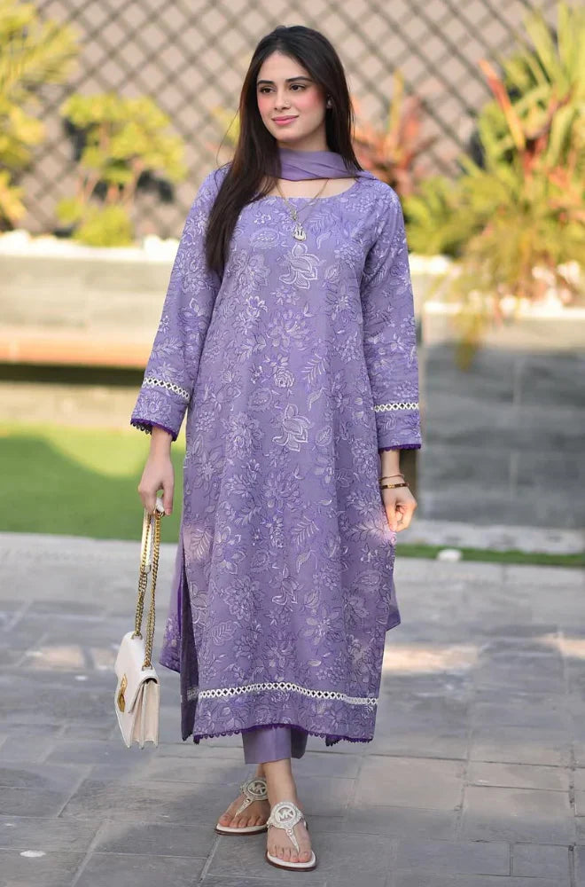 LIBASS-3PC DHANAK EMBROIDERED SUIT GUL33