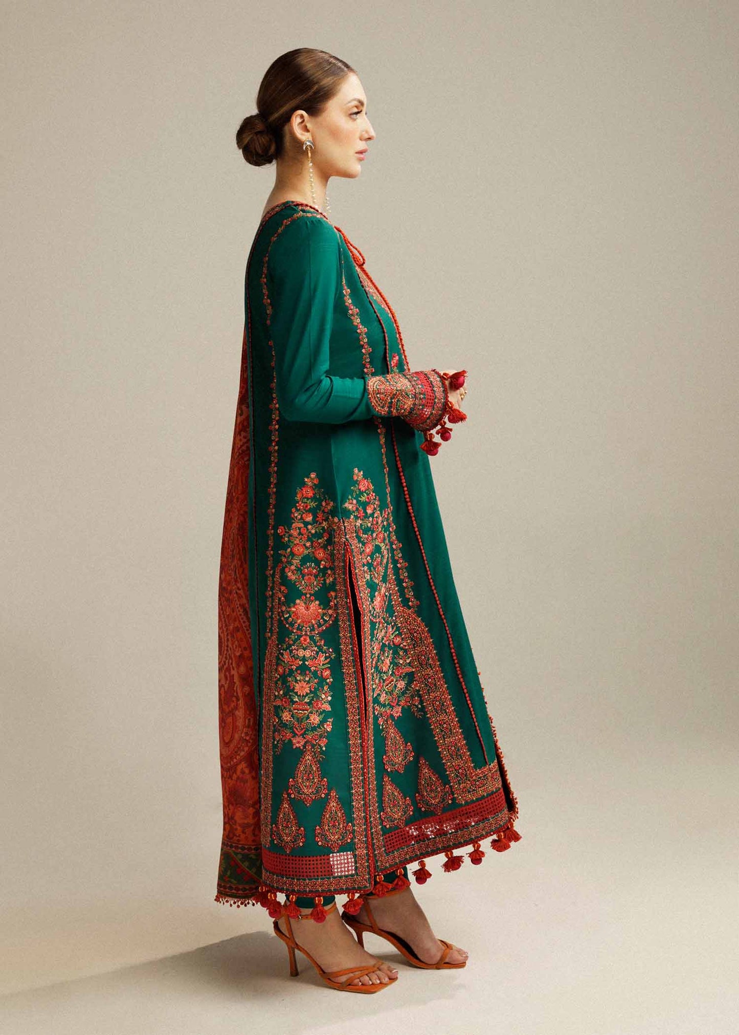 HUSSAIN REHAR-3PC SDHANAK EMBROIDED SUIT GUL12